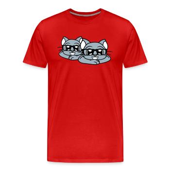 2 Clever Nerd Cats Lunettes à monture de corne Geek Eyewear Team - T-shirt bio Premium Homme - rouge - Devant - Damien (186cm)