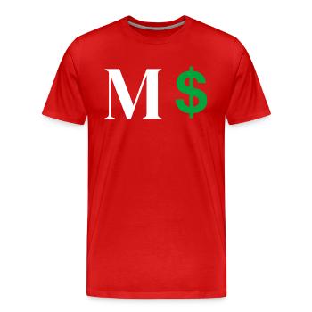 Lettre m dollar - T-shirt bio Premium Homme - rouge - Devant - Damien (186cm)