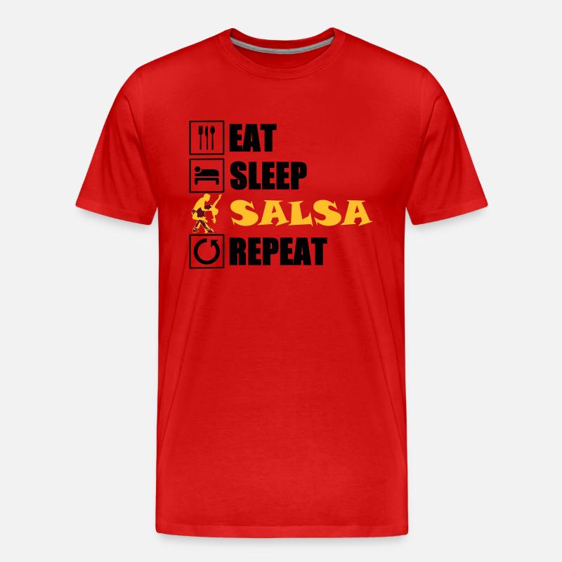 eat sleep SALSA repeat - Männer Premium Bio T-Shirt - Rot