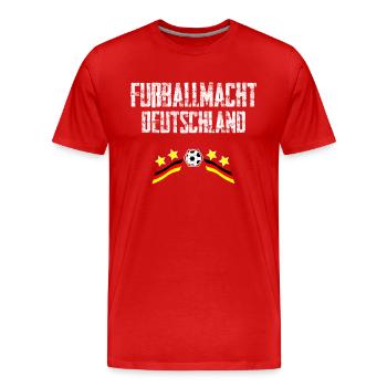 Deutschland, Fußballmacht, Fußball, Sport, Vintage - Männer Premium Bio T-Shirt - Rot - Vorne - Damien (186cm)