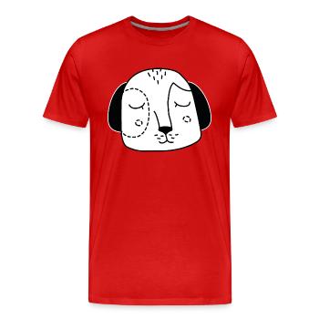 Hund Gesicht Hundekopf - Männer Premium Bio T-Shirt - Rot - Vorne - Damien (186cm)