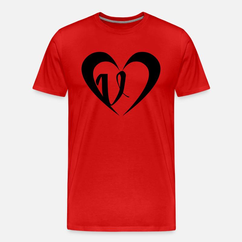 Herz mit V - Männer Premium Bio T-Shirt - Rot
