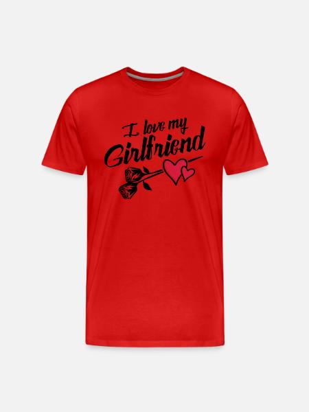 i love my girlfriend - Männer Premium Bio T-Shirt - Rot
