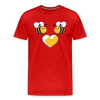 2 bees in love - Men's Premium Organic T-Shirt - red - Front - Damien (186cm)
