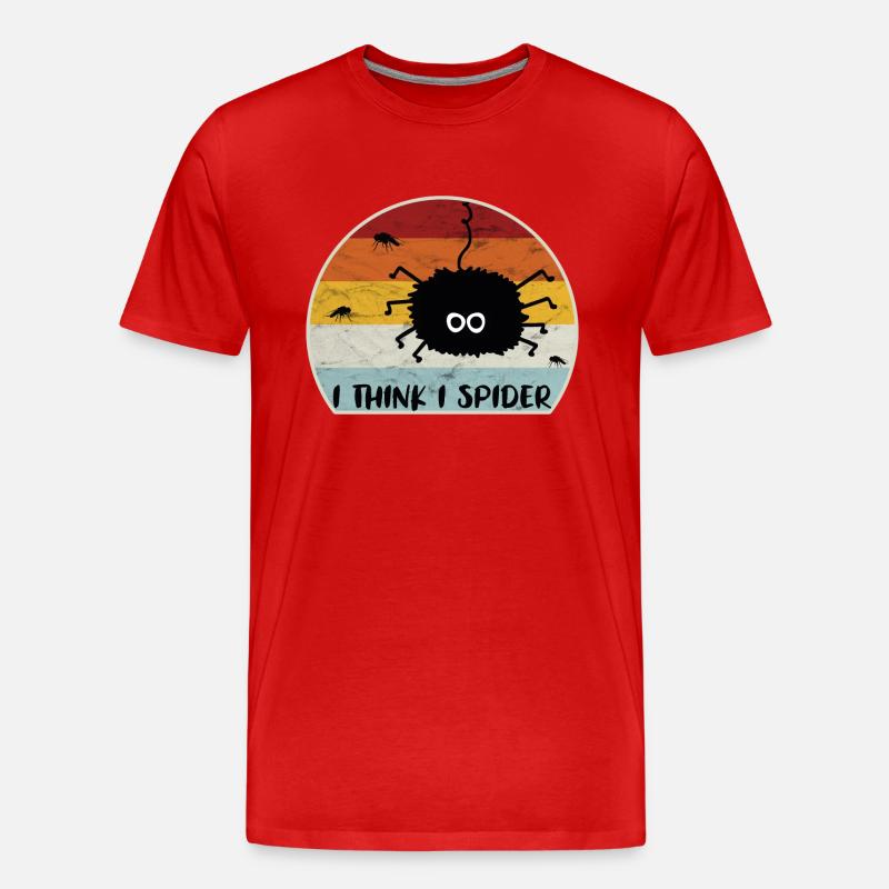 I Think I Spider Retro Ich Glaub Ich Spinne Fliege - Männer Premium Bio T-Shirt - Rot