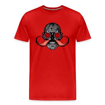 Todeskopf Hipster Schädel Schnurrbart Schnurrbart - Männer Premium Bio T-Shirt - Rot - Vorne - Damien (186cm)
