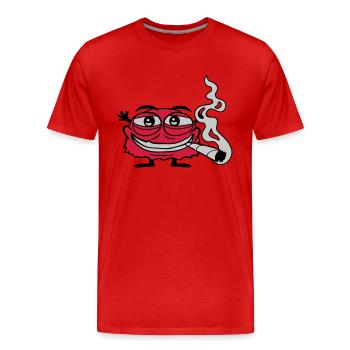Weed rauchendes lustiges Monster - Männer Premium Bio T-Shirt - Rot - Vorne - Damien (186cm)