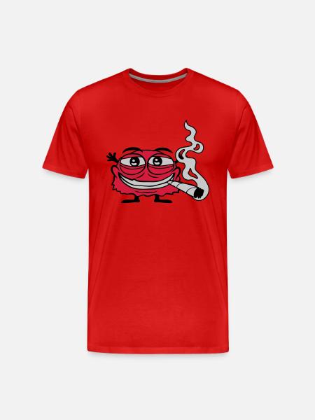Weed smoking funny monster - Men's Premium Organic T-Shirt - red