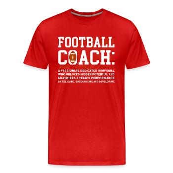 Football Trainer ein leidenschaftlich engagiert - Männer Premium Bio T-Shirt - Rot - Vorne - Damien (186cm)