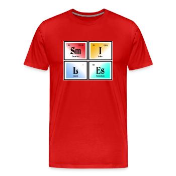 Sourires | Tableau périodique des éléments - T-shirt bio Premium Homme - rouge - Devant - Damien (186cm)