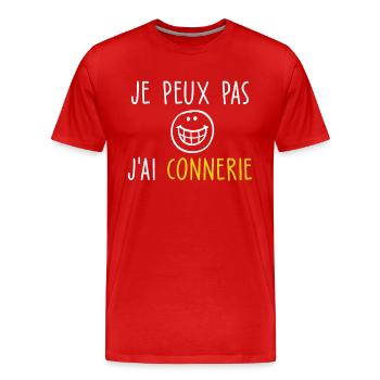 je peux pas j ai connerie - T-shirt bio Premium Homme - rouge - Devant - Damien (186cm)