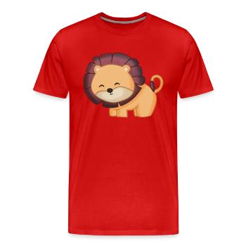 Niedlicher Löwe - Männer Premium Bio T-Shirt - Rot - Vorne - Damien (186cm)