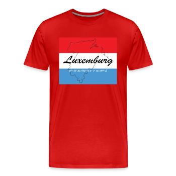 Luxemburg - Hauptstadt mit GPS & Flagge - Männer Premium Bio T-Shirt - Rot - Vorne - Damien (186cm)