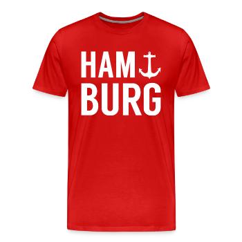 Hamburg Anchor - Men's Premium Organic T-Shirt - red - Front - Damien (186cm)