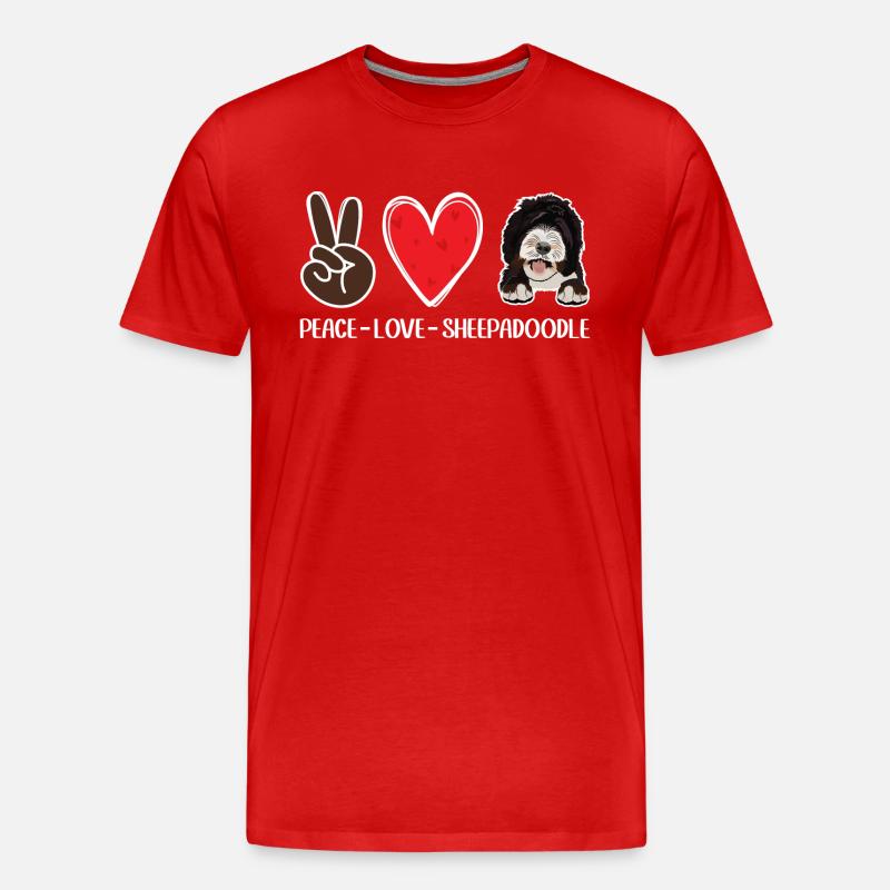 Sheepadoodle Doodle Hund - Männer Premium Bio T-Shirt - Rot