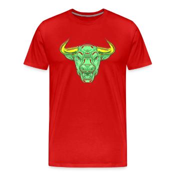 tête de taureau vache noir blanc mignon rouge drôle rancher taureau - T-shirt bio Premium Homme - rouge - Devant - Damien (186cm)