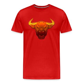 tête de taureau vache noir blanc mignon rouge drôle rancher taureau - T-shirt bio Premium Homme - rouge - Devant - Damien (186cm)