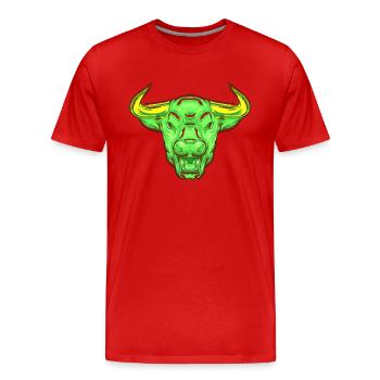 tête de taureau vache noir blanc mignon rouge drôle rancher taureau - T-shirt bio Premium Homme - rouge - Devant - Damien (186cm)