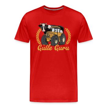 Gülle Guru Kuh Landwirt - Männer Premium Bio T-Shirt - Rot - Vorne - Damien (186cm)