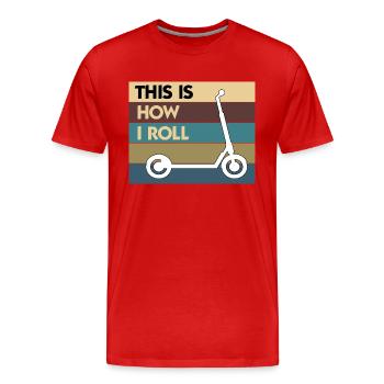 E-Scooter Roller Scooter - T-shirt bio Premium Homme - rouge - Devant - Damien (186cm)