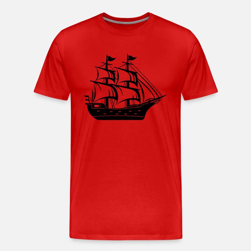 Piratenschiff - Männer Premium Bio T-Shirt - Rot