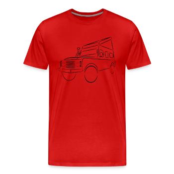 Défenseur avec toit surélevé - T-shirt bio Premium Homme - rouge - Devant - Damien (186cm)