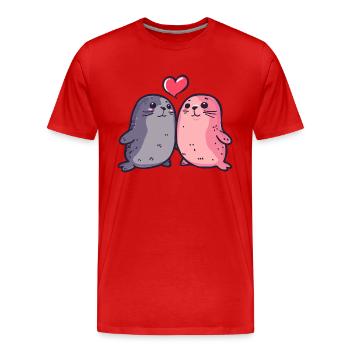 Seal Couple Love Couple In Love - Men's Premium Organic T-Shirt - red - Front - Damien (186cm)