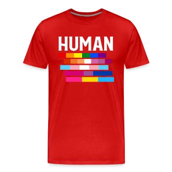 Fierté LGBT HUMAINE - T-shirt bio Premium Homme - rouge - Devant - Damien (186cm)