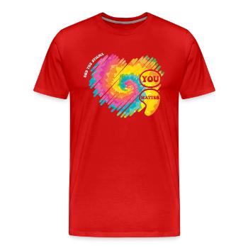 Psychische Gesundheit - Semikolon Psychische Gesundheit - Männer Premium Bio T-Shirt - Rot - Vorne - Damien (186cm)