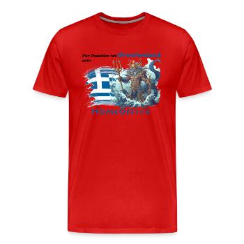 Pour Poséidon, la Grèce est son bureau à domicile - T-shirt bio Premium Homme - rouge - Devant - Damien (186cm)