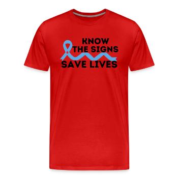 Connaître les signes, sauver des vies, diabète - T-shirt bio Premium Homme - rouge - Devant - Damien (186cm)