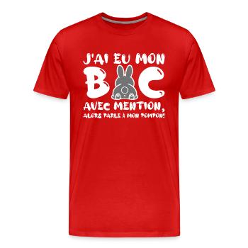 J'ai eu mon BAC Félicitations Nouveau Bachelier - T-shirt bio Premium Homme - rouge - Devant - Damien (186cm)