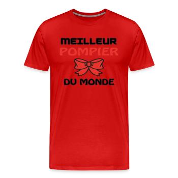 MEILLEUR POMPIER DU MONDE - T-shirt bio Premium Homme - rouge - Devant - Damien (186cm)