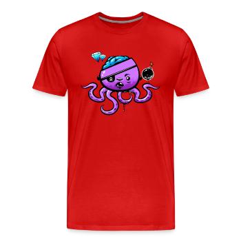 Pieuvre pirate avec bombe - T-shirt bio Premium Homme - rouge - Devant - Damien (186cm)