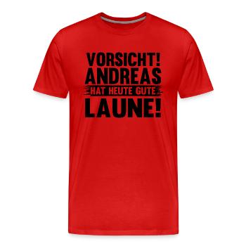 Prénom Andreas - T-shirt bio Premium Homme - rouge - Devant - Damien (186cm)