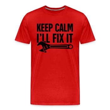 Reste calme, je vais le réparer - T-shirt bio Premium Homme - rouge - Devant - Damien (186cm)