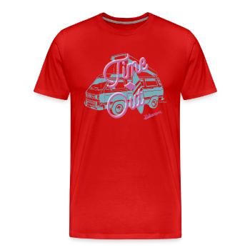 Volkswagen VW Bulli Avec Lettrage Time Out - T-shirt bio Premium Homme - rouge - Devant - Damien (186cm)