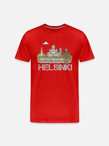 helsinki stadt - Männer Premium Bio T-Shirt - Rot