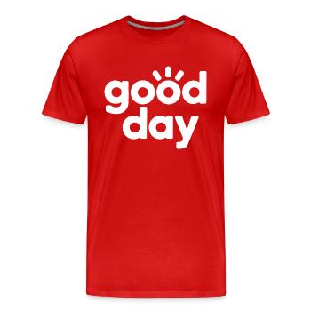 LIFE DAY - Men's Premium Organic T-Shirt - red - Front - Damien (186cm)