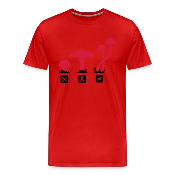 Pilze, Psylocibin Speisen Töten Fliegen - Männer Premium Bio T-Shirt - Rot - Vorne - Damien (186cm)
