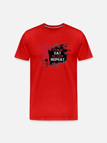 Train - Eat - Sleep - Repeat - Männer Premium Bio T-Shirt - Rot