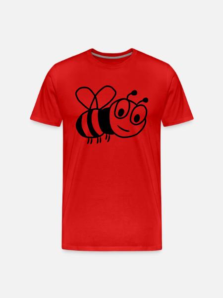 Naughty Bee Sketch - Men's Premium Organic T-Shirt - red