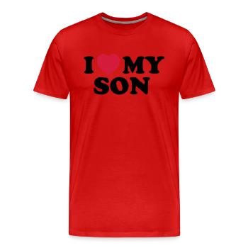 I love my son - Männer Premium Bio T-Shirt - Rot - Vorne - Damien (186cm)