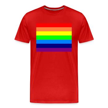 Regenbogen Corona LGBT Mundschutz - Männer Premium Bio T-Shirt - Rot - Vorne - Damien (186cm)