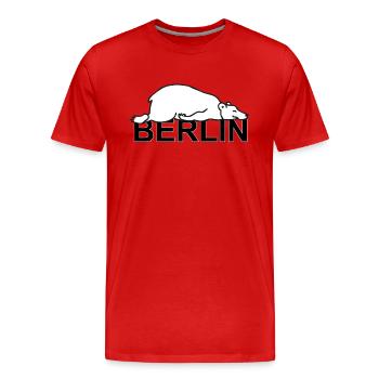 Berlin - La paresseuse Paule Allemagne Berlin Bear - T-shirt bio Premium Homme - rouge - Devant - Damien (186cm)