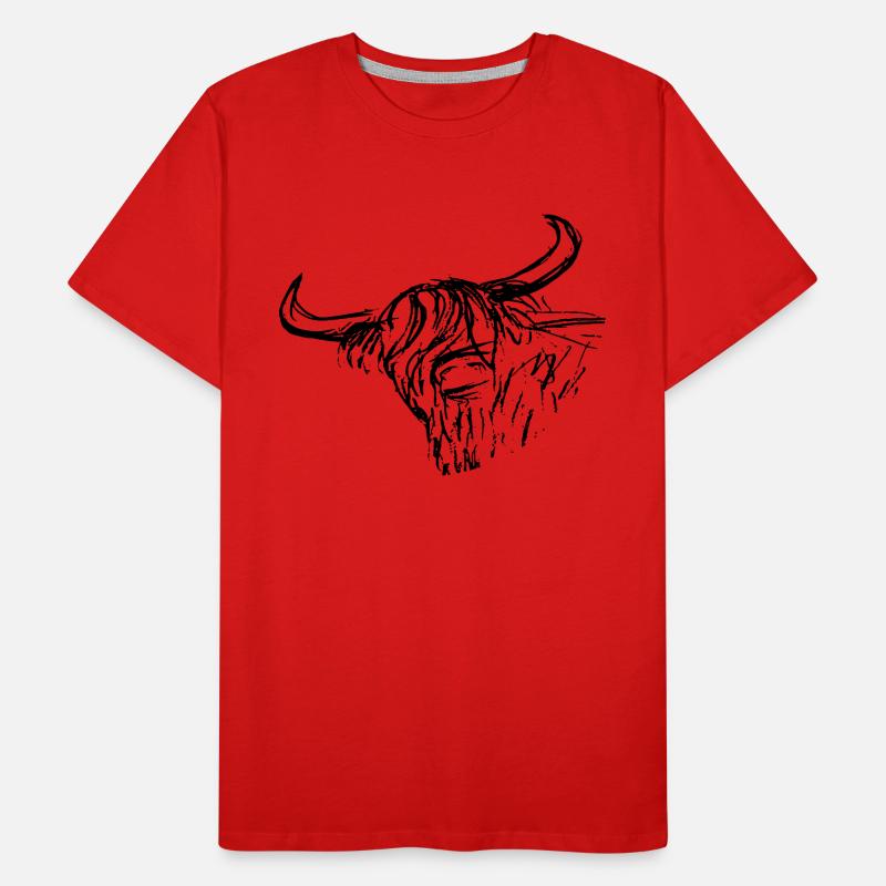 scottish highlander ink pen drawing rough sketch Men's Premium Organic T-Shirt