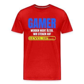 Gamer werden nicht älter, sie Leveln - Männer Premium Bio T-Shirt - Rot - Vorne - Damien (186cm)