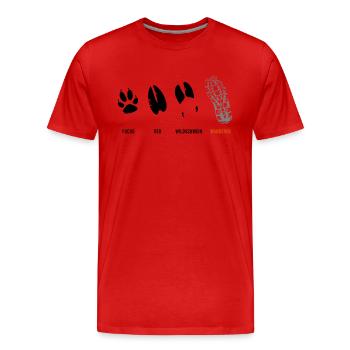 Fuchs Reh Wildschwein Wanderer Trittsiegel, Fährte - Männer Premium Bio T-Shirt - Rot - Vorne - Damien (186cm)