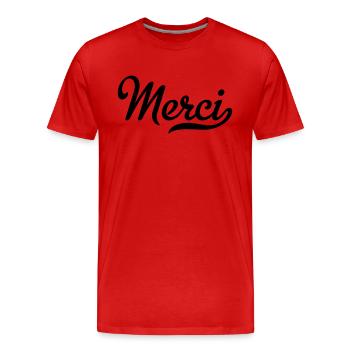 Merci - T-shirt bio Premium Homme - rouge - Devant - Damien (186cm)