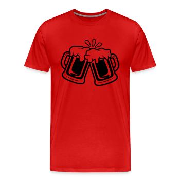 Anstoßen Bier Krüge - Männer Premium Bio T-Shirt - Rot - Vorne - Damien (186cm)